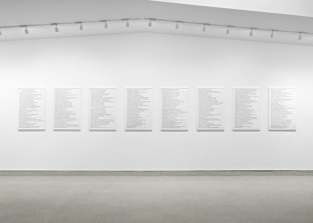 Jenny Holzer
8 Truisms
1977-79
Set of eight offset posters on paper
Image/paper size: 34 3/4 x 22 7/8 inches (88.3 x 58.1 cm)
Signed lower right on last sheet
(Inventory #27090) Jenny Holzer
8 Truisms
1977-79
Set of eight offset posters on paper
Image/paper size: 34 3/4 x 22 7/8 inches (88.3 x 58.1 cm)
Signed lower right on last sheet
(Inventory #27090)