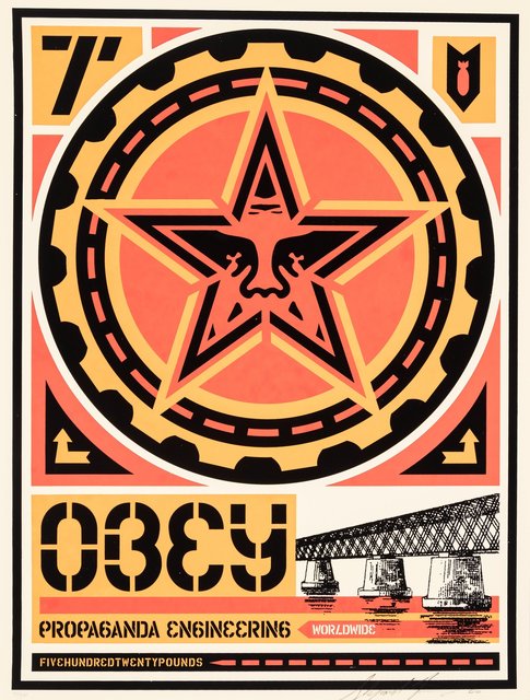 Shepard Fairey, ‘Propaganda Engineering’, 2000, Print, Screenprint in colors on cream paper, Heritage Auctions