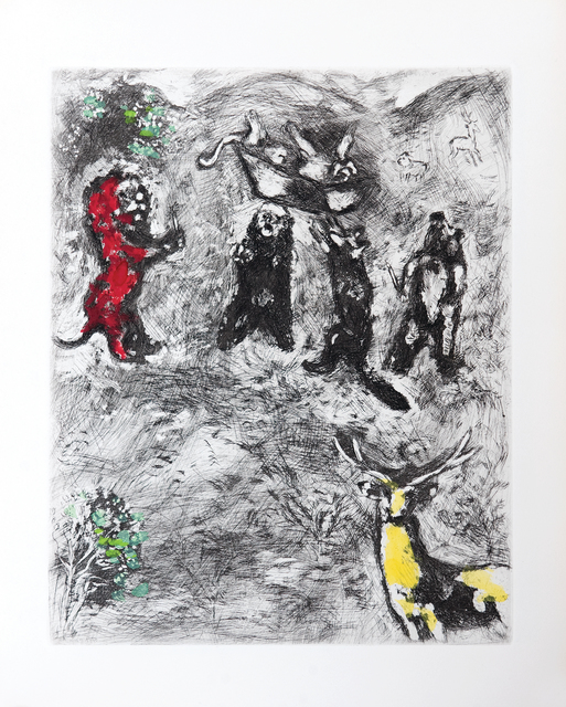 Marc Chagall, ‘The Funeral of the Lioness’, 1952, Print, Etching with hand colouring, Goldmark Gallery