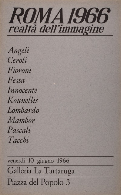Various Artists, ‘Roma 1966 realtà dell'immagine’, 1966, Finarte