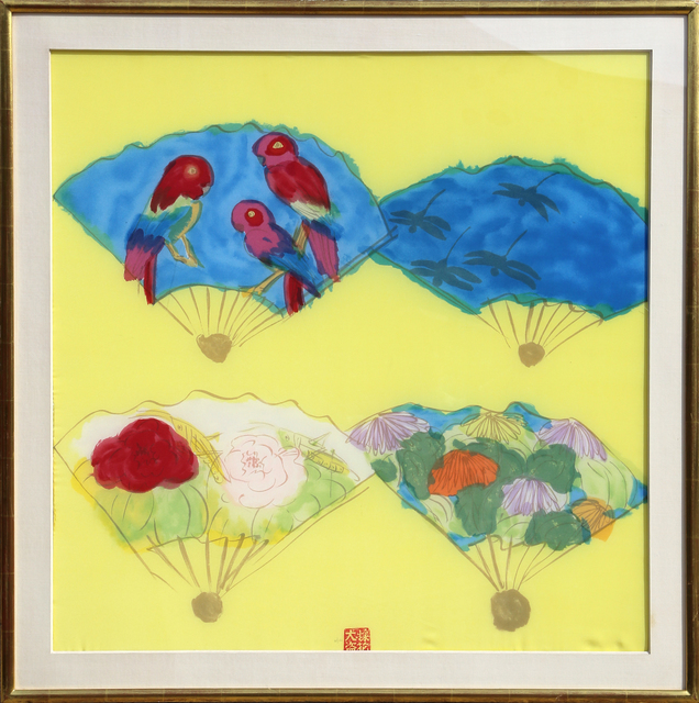 Walasse Ting 丁雄泉, ‘Four Fans’, ca. 1980, Print, Lithograph on Silk, RoGallery