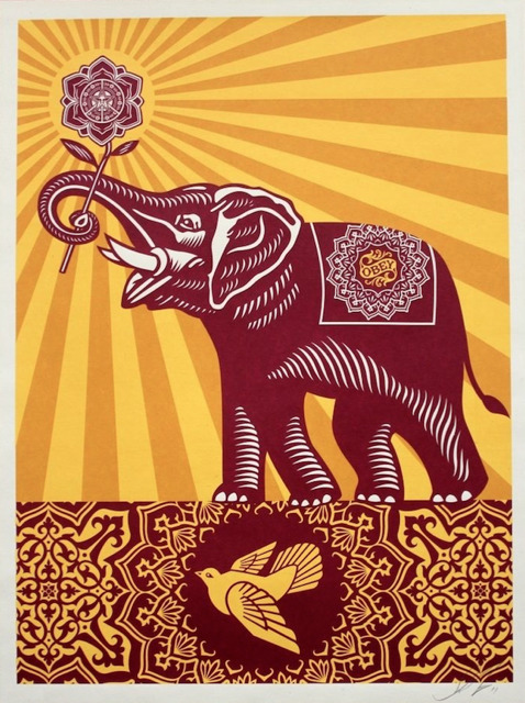 Shepard Fairey, ‘obey holiday peace elephant framed’, Rudolf Budja Gallery