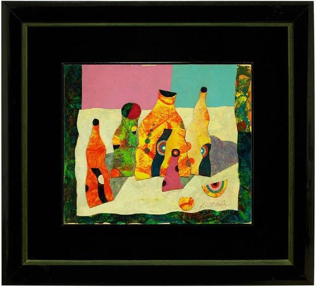 Harry Guttman, ‘Mixed Media Mod Bottles with Targets, Avant Garde Painting’, 20th Century, Painting, Acrylic Paint, Board, Lions Gallery