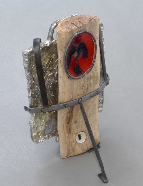 Em Rooney, ‘You, Too, Know That You Live’, 2019, Sculpture, Steel, pewter, carved and sanded firewood, Scarlet Tanager, Psyrassa, Unicolor enamel paint, resin, Galerie Fons Welters