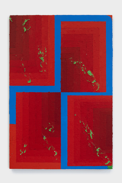 Julian Hoeber, ‘Execution Changes #109 (Q1, ULJ, DC, Q2, LLJ, DC, Q3, MRJ, DC, Q4, URJ, DC)’, 2020, Painting, Acrylic, flashe and graphite on linen over panel, Blum & Poe