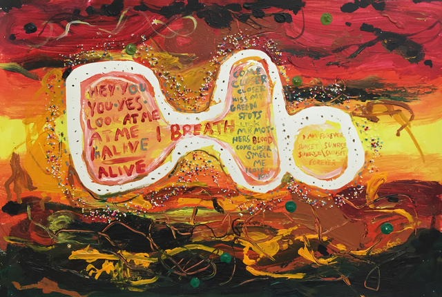 Yael Kanarek, ‘I Breath Bubble’, 1994, Painting, Acrylic, glitter, and candy sprinkles on paper, bitforms gallery