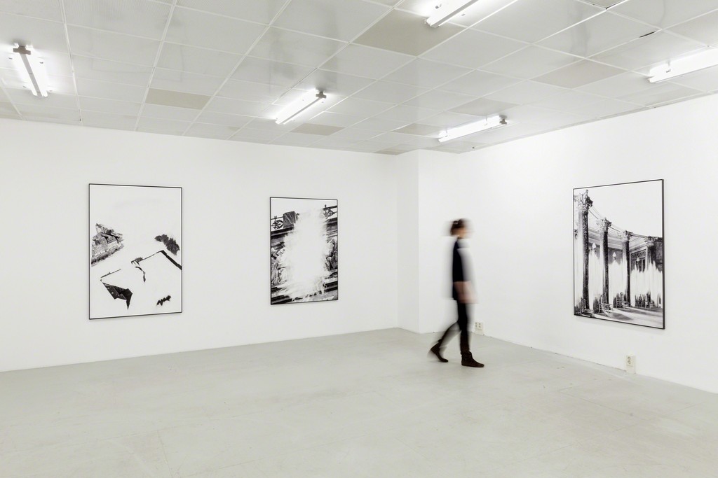 Installation view of: Daniel Poller – Der große Gewinn, series of 11 erased pigment prints, all unique, solo show, G2 Projektraum // G2 Kunsthalle Leipzig, 13 Oct – 1 Nov 2017 © the artist Installation view of: Daniel Poller – Der große Gewinn, series of 11 erased pigment prints, all unique, solo show, G2 Projektraum // G2 Kunsthalle Leipzig, 13 Oct – 1 Nov 2017 © the artist