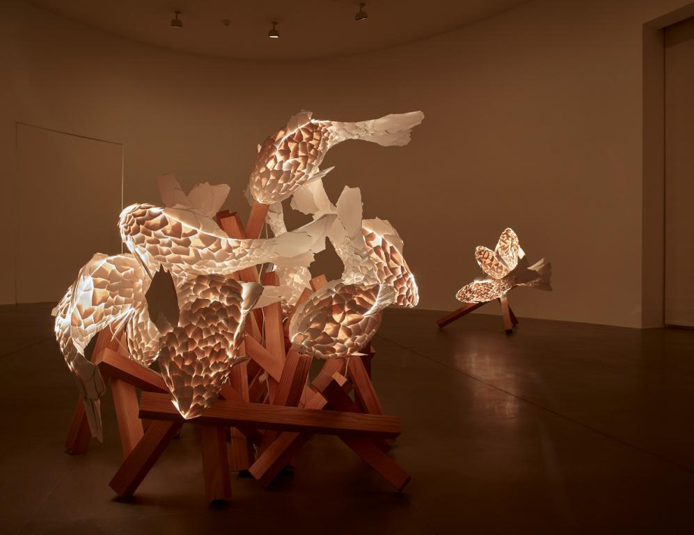 Installation view: "Frank Gehry: Fish Lamps." July 18 – September 16, 2016. Artworks © Frank Gehry. Photo by Matteo D’Eletto M3 Studio. Image courtesy Gagosian Gallery and the artist. Installation view: "Frank Gehry: Fish Lamps." July 18 – September 16, 2016. Artworks © Frank Gehry. Photo by Matteo D’Eletto M3 Studio. Image courtesy Gagosian Gallery and the artist.