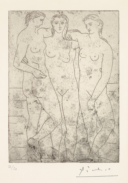 Pablo Picasso, ‘LES TROIS BAIGNEUSES II’, 1923, Print, Original zinc plate etching printed in black ink on Arches laid paper., Galerie d'Orsay