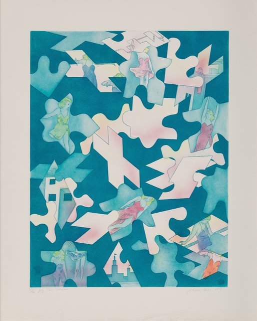 Susan Hall, ‘The Artist and the Model No. 1 and Jig Saw Woman (two works)’, 1978, Print, Heavy scattered hard creases to the sheet of each; mild early signs of foxing spots to margins and verso of each. Print Grade: 6/10. Each sheet is loose. Unframed. <br>, Heritage Auctions