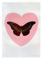 Damien Hirst - I Love You - pink, poppy red, cool gold