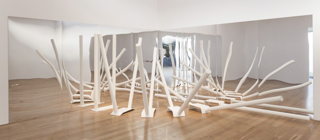 Ray Barrie, "Physical Limits II," 2014. 6 units, cor-ten steel plate, cold pressed steel tubes, powder coating, and acrylic mirror. 8 x 16 x 16 feet overall Ray Barrie, "Physical Limits II," 2014. 6 units, cor-ten steel plate, cold pressed steel tubes, powder coating, and acrylic mirror. 8 x 16 x 16 feet overall