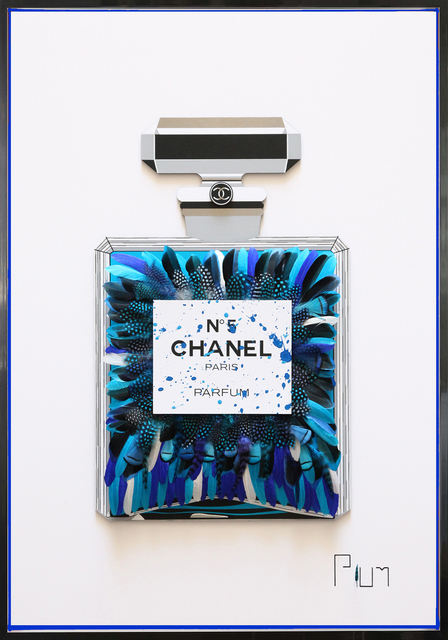 Plum, ‘“Coco – Blue Splash”’, 2019, Installation, Mixed Media & Feather Composition, Art Supermarket