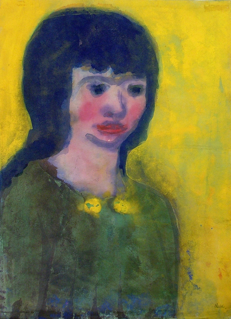 Emil Nolde, ‘Portrait of a Young Woman with Dark Hair’, ca. 1935, Drawing, Collage or other Work on Paper, Watercolor on Japan paper., Galerie St. Etienne