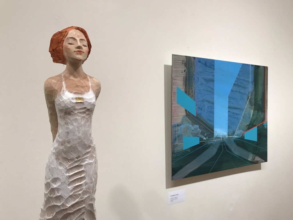 Michael Pickl sculpture and Christopher Farrell painting. Michael Pickl sculpture and Christopher Farrell painting.