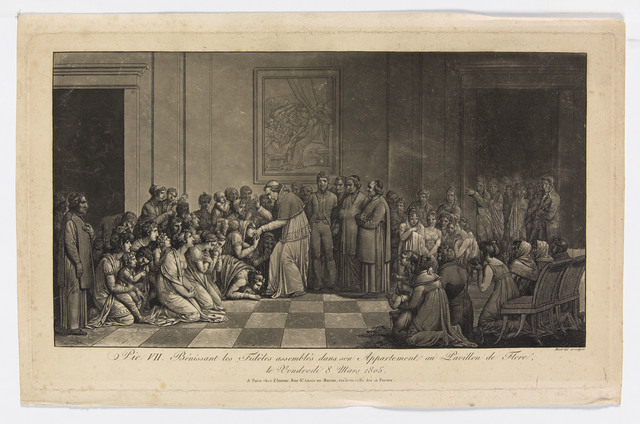 Jean Henri Marlet, ‘Pie VII Bénissant les Fidèles assemblés dans son Appartement au Pavillon de Flore / le Vendredi 8 mars 1805 (Pius VII blessing the faithful assembled in his apartment at the Pavillion de Flore, Friday, March 8, 1805)’, 1805, Château de Fontainebleau