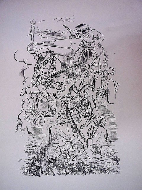 George Grosz, ‘Lithograph Soldiers in Battle World War I, Small Edition’, 1936, Lions Gallery