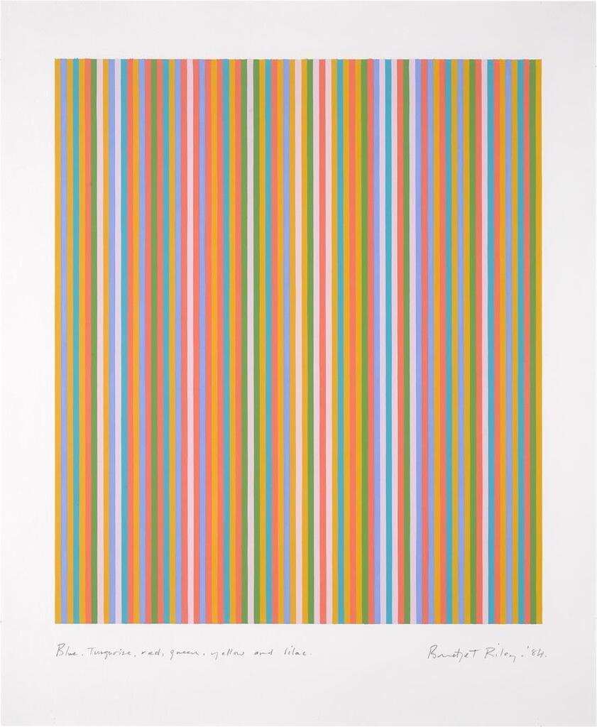 Bridget Riley - Blue, Turquoise, Red, Green, Yellow and Lilac