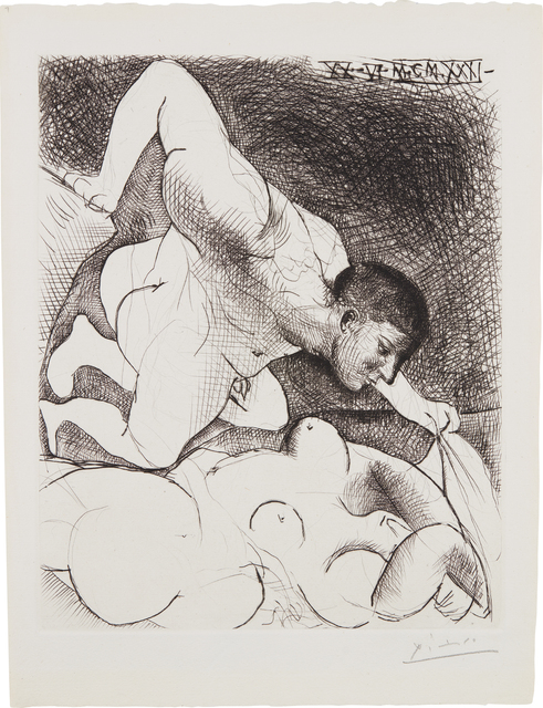 Pablo Picasso, ‘Homme dévoilant une femme (Man Unveiling a Woman), plate 5 from La Suite Vollard’, 1931, Phillips