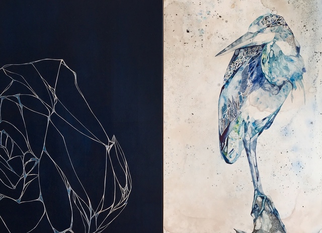 Belinda Fox, ‘Observe’, 2019, Painting, Wood Cut, Watercolor, Pen, Encaustic, Maybaum Gallery