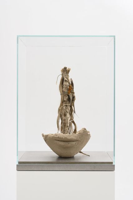 Mark Manders, ‘Girl with Homunculus’, 2018-2019, Sculpture, Painted epoxy, painted wig, rope, taxidermist bird, stainless steel, hair, glass, Zeno X Gallery