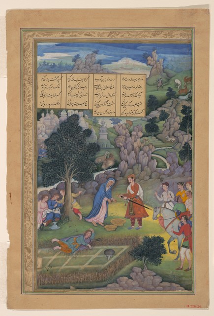 Attributed to Miskin, ‘"A King Offers to Make Amends to a Bereaved Mother", Folio from a Khamsa (Quintet) of Amir Khusrau Dihlavi’, 1597–1598, The Metropolitan Museum of Art