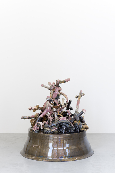 Veronica Brovall, ‘Across a back’, 2015, Sculpture, Glazed ceramic, tempered and powder coated steel with plint, Hopstreet