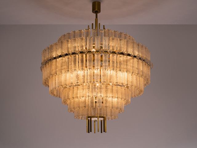 Unknown, ‘Very Large Circular Chandelier in Brass and Structured Glass’, ca. 1970s, Design/Decorative Art, Brass, glass, MORENTZ