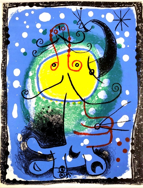 Joan Miró, ‘Personnage sur fond bleu’, 1957, Print, Original lithograph on wove paper, Samhart Gallery