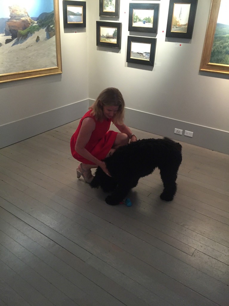 Laura Grenning with Cooper the Portuguese Water Dog at the Opening Reception of Marc Dalessio: Rediscovers Italy. Laura Grenning with Cooper the Portuguese Water Dog at the Opening Reception of Marc Dalessio: Rediscovers Italy.