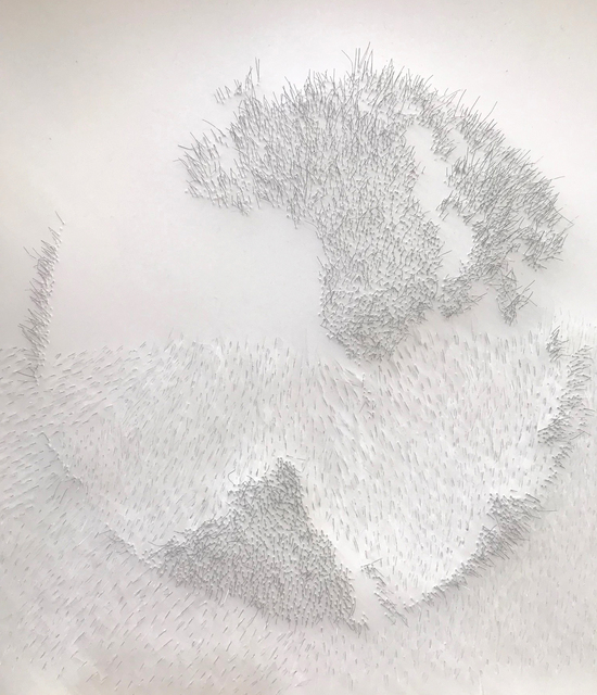 Safaa Erruas, ‘Mare Nostrum I’, 2018, Drawing, Collage or other Work on Paper, Metallic thread and broken cover glass on cotton paper, 50 Golborne