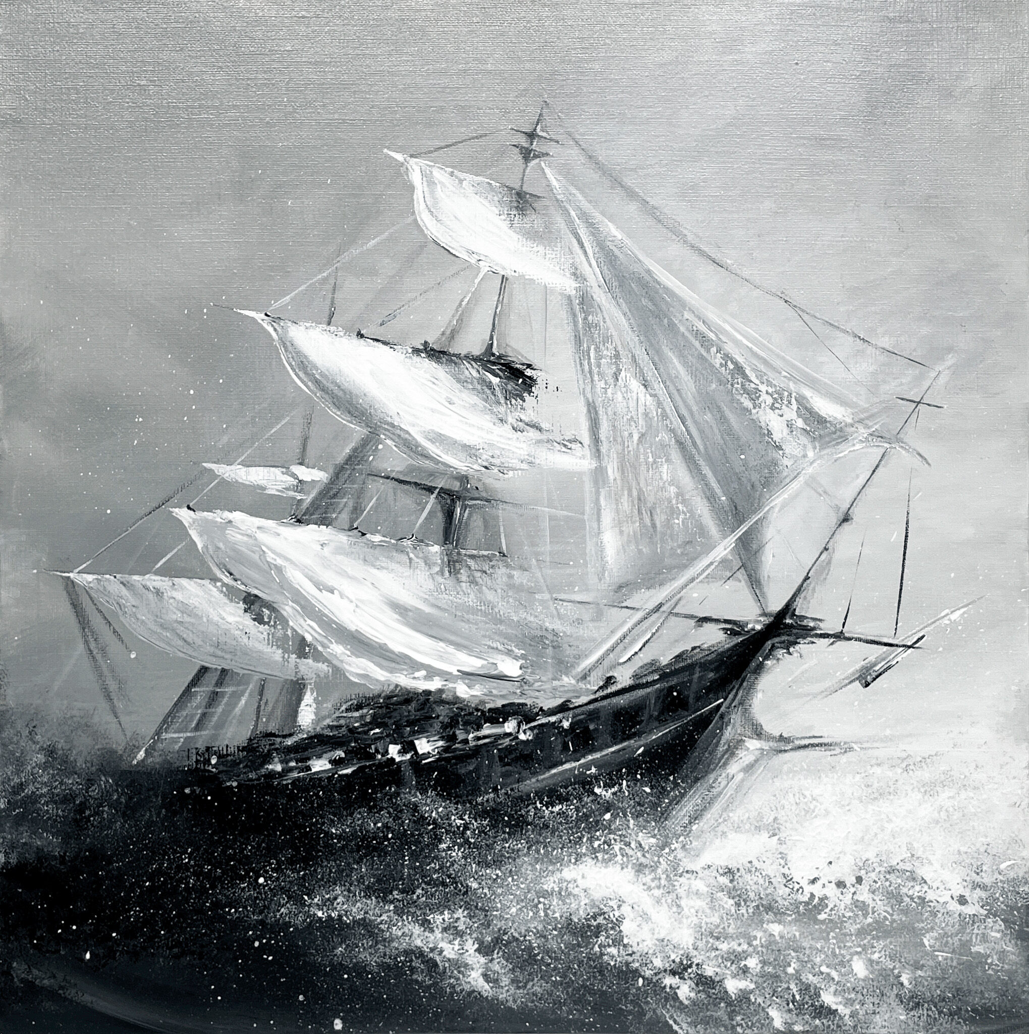Sailing ship in the fog ビーズ刺繍の絵です Keep Going | Artsy