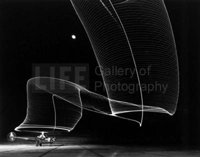 Andreas Feininger, ‘Navy Helicopter or Pattern Made by Helicopter Wing Lights’, 1949, Photography, Silver Gelatin Print, Contessa Gallery