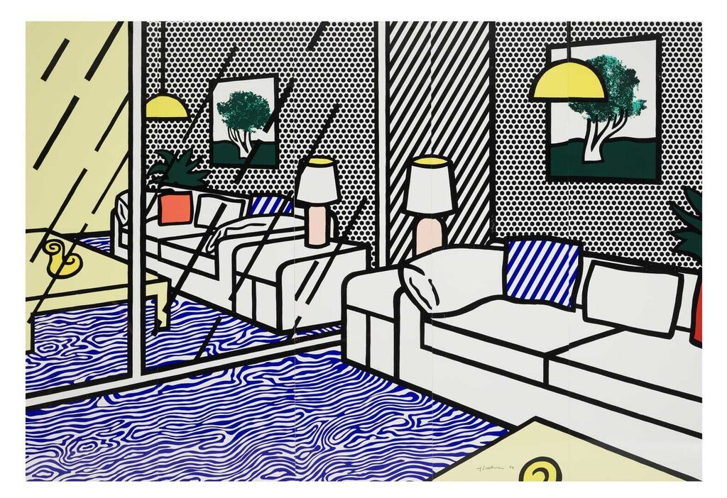 Roy Lichtenstein - Wallpaper with Blue Floor Interior
