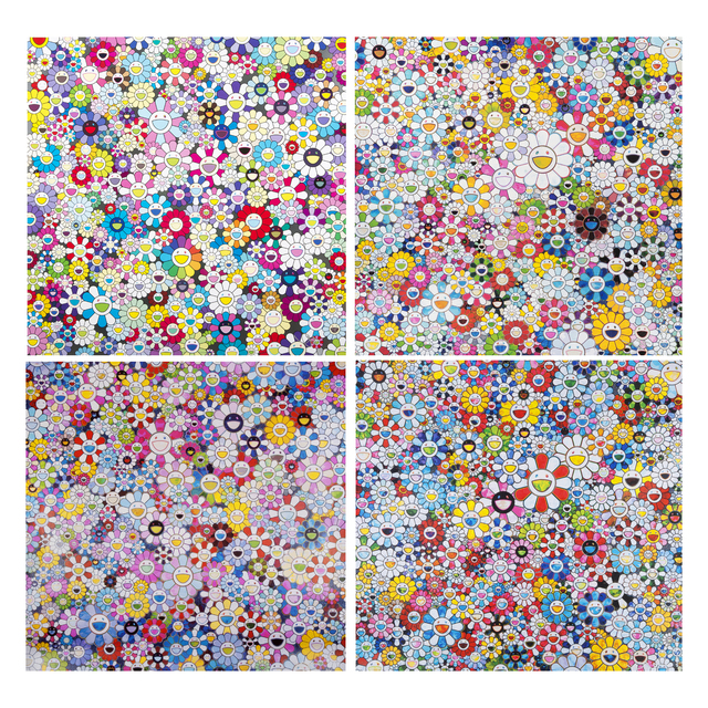 Takashi Murakami, ‘Shangri-La (4): Flowers with Smiley Faces; When I close My Eyes, I See Shangri-La; Shangri-La Shangri-La Shangri-la; Bouquet of Love’, 2013; 2012; 2016; 2012, Julien's Auctions