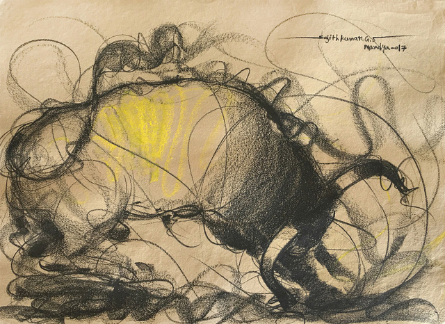 Sujth Kumar G.S. Mandya, ‘Bull Drawing - 656’, 2017, MayinArt