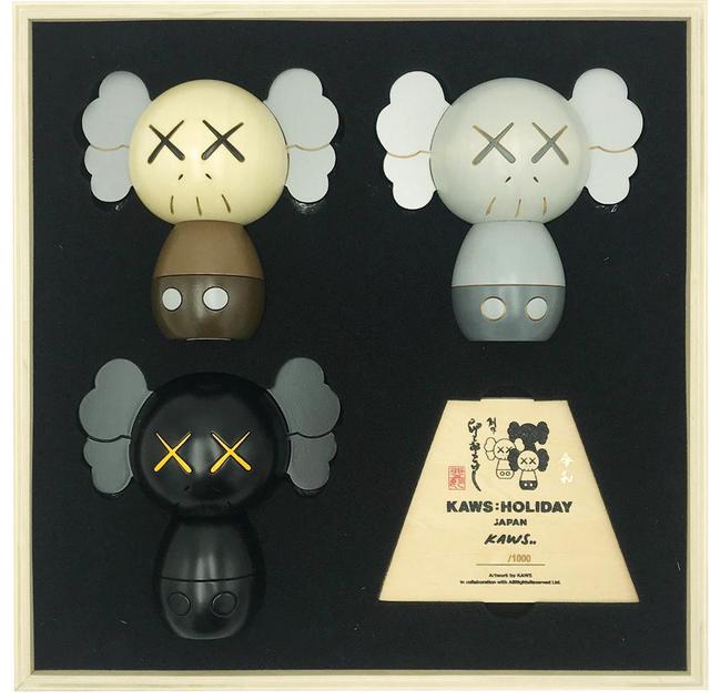 KAWS, ‘Kokeshi Doll Set’, 2019, Sculpture, Set of 3 hand-crafted wood sculptures, artrepublic