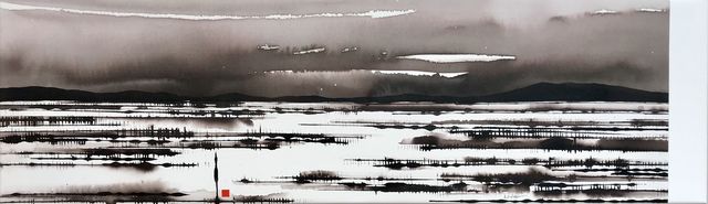 David Middlebrook, ‘Promise of Rain, Central Australia’, 2018, Painting, Ink and enamel on canvas, Art Atrium