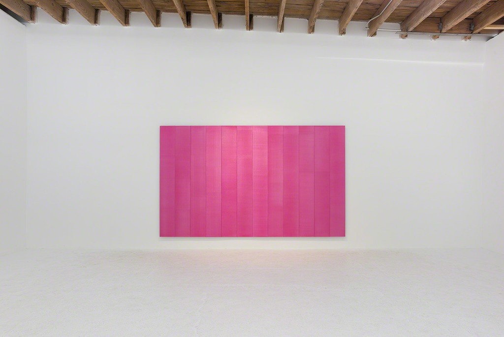 Roy Thurston, '2016 -1', 2016, pink silicone on aluminum panel, 72 x 120 x 1 ½ inches Roy Thurston, '2016 -1', 2016, pink silicone on aluminum panel, 72 x 120 x 1 ½ inches