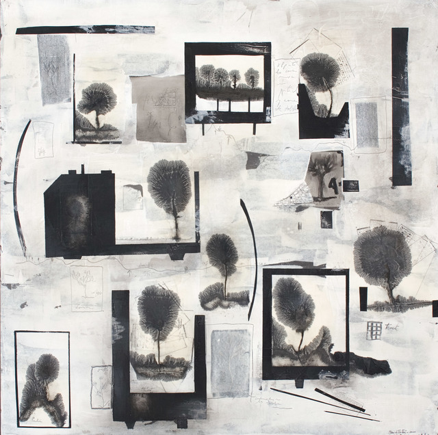 Manu vb Tintoré, ‘El patio de mi casa es particular’, 2011, Drawing, Collage or other Work on Paper, Watered black pigment on wood, N2 Galería