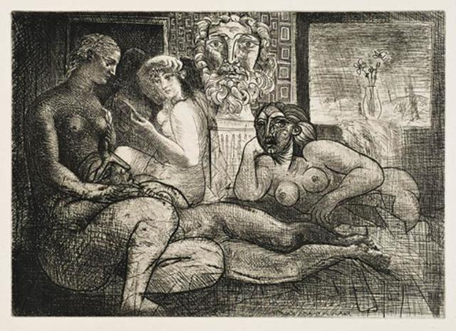Pablo Picasso, ‘Femmes Entre Elles Avec Voyeur Sculpté (Clin D'Œil Au Bain Turc)’, 10, Galerie d'Orsay