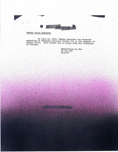 Sadie Barnette, ‘Detail from My Father’s FBI File, Project III’, 2017, Mixed Media, Laser prints, aerosol paint, rhinestones, mounted on plexiglas, Cantor Fitzgerald Gallery, Haverford College