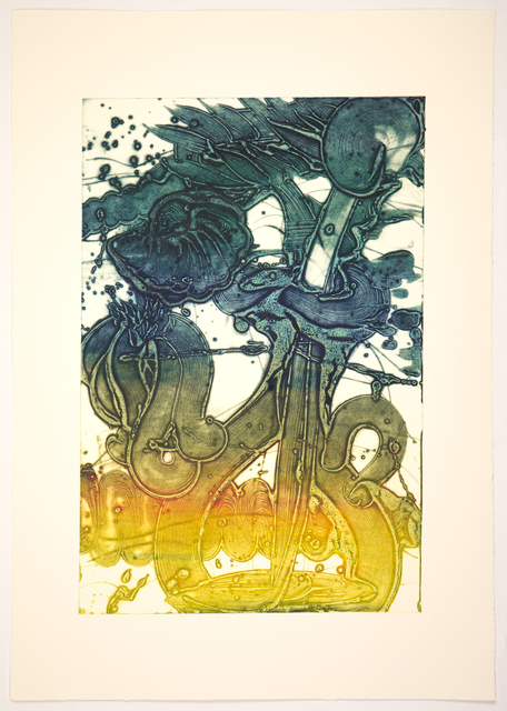 Catherine Howe, ‘Bouquet (sunflower, yellow, hunter)’, 2019, Print, Unique collagraph, Manneken Press