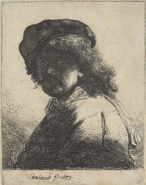 Rembrandt van Rijn, ‘Self-Portrait in a Cap and Scarf with the Face dark: Bust’, 1633, Christie's
