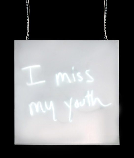 Caspian, ‘I Miss My Youth….’, 2016, Installation, Neon, Text, and Acrylic Box, Robert Fontaine Gallery