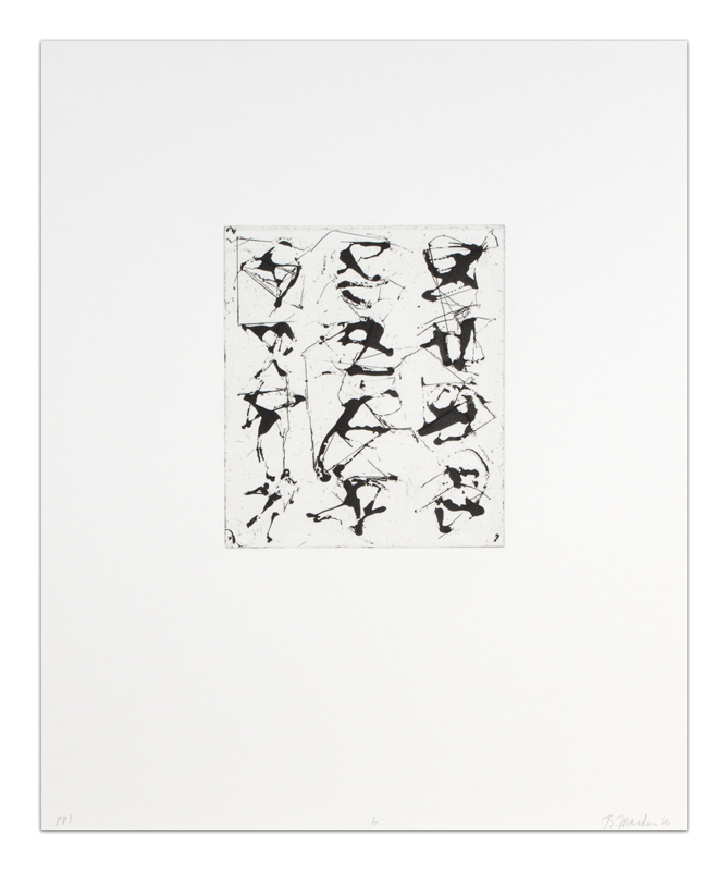 Brice Marden
Etchings to Rexroth, 6
1986
Etching with aquatint on Rives BFK Brice Marden
Etchings to Rexroth, 6
1986
Etching with aquatint on Rives BFK