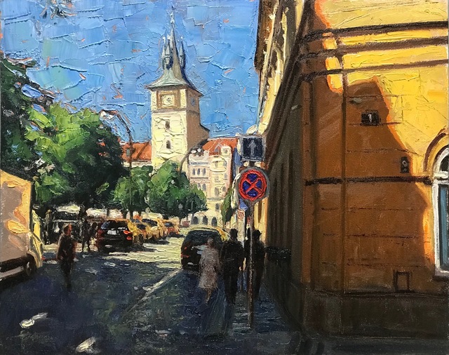Brett Weaver, ‘Prague Shadows’, 2020, Painting, Oil on Board, Shain Gallery
