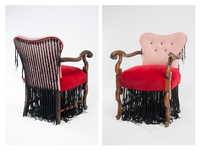 Sonya Clark, ‘Cornrow Chair’, 2011, Sculpture, Upholstered Chair, thread, embroidery, braiding, Goya Contemporary/Goya-Girl Press