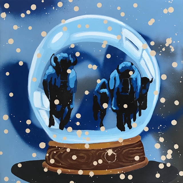 Frank Buffalo Hyde, ‘Snow Globe Stampede’, 2018, Painting, Acrylic on canvas, Modern West