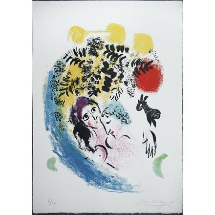 Marc Chagall, ‘Lovers with Red Sun’, 1960, Print, Lithograph in colors, Upsilon Gallery